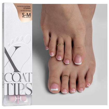 BTARTBOXNAILS French Tip Press On Toenails pink front view
