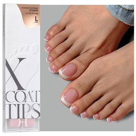 BTARTBOXNAILS French Tip Press On Toenails, pink L squoval front view