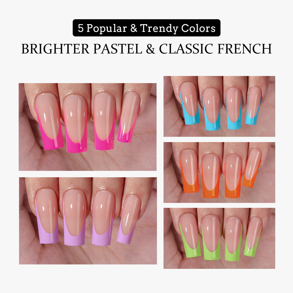 BTARTBOXNAILS Pastel French Tip Press On Nails applied on hands