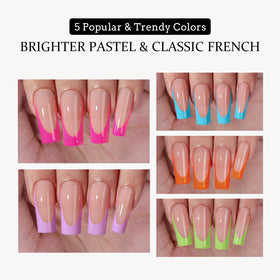BTARTBOXNAILS Pastel French Tip Press On Nails applied on hands