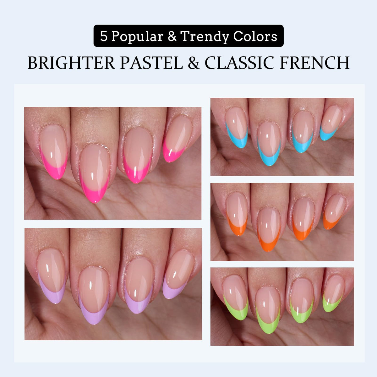 BTARTBOXNAILS Pastel French Tip Press On Nails packaging display