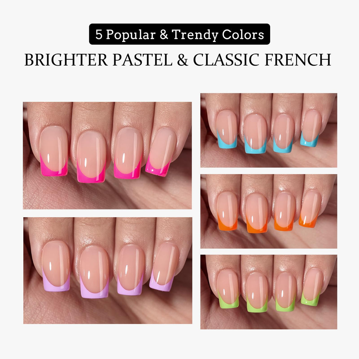 BTARTBOXNAILS Pastel French Tip Press On Nails, Peach close-up of tips