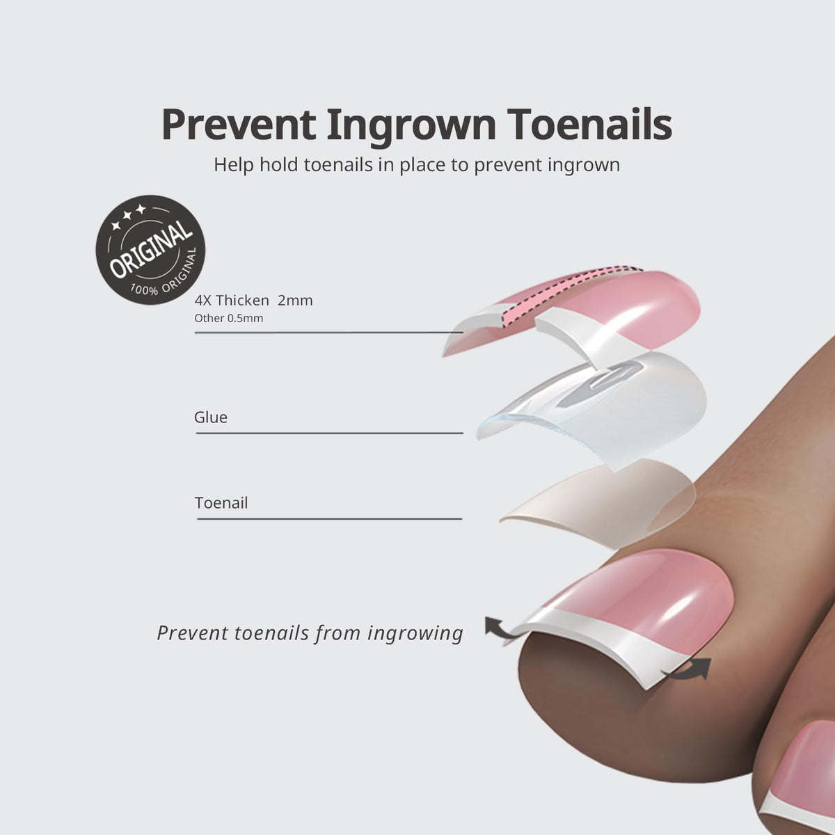 BTARTBOXNAILS Peach Sharp Square Press On Toe Nails close-up