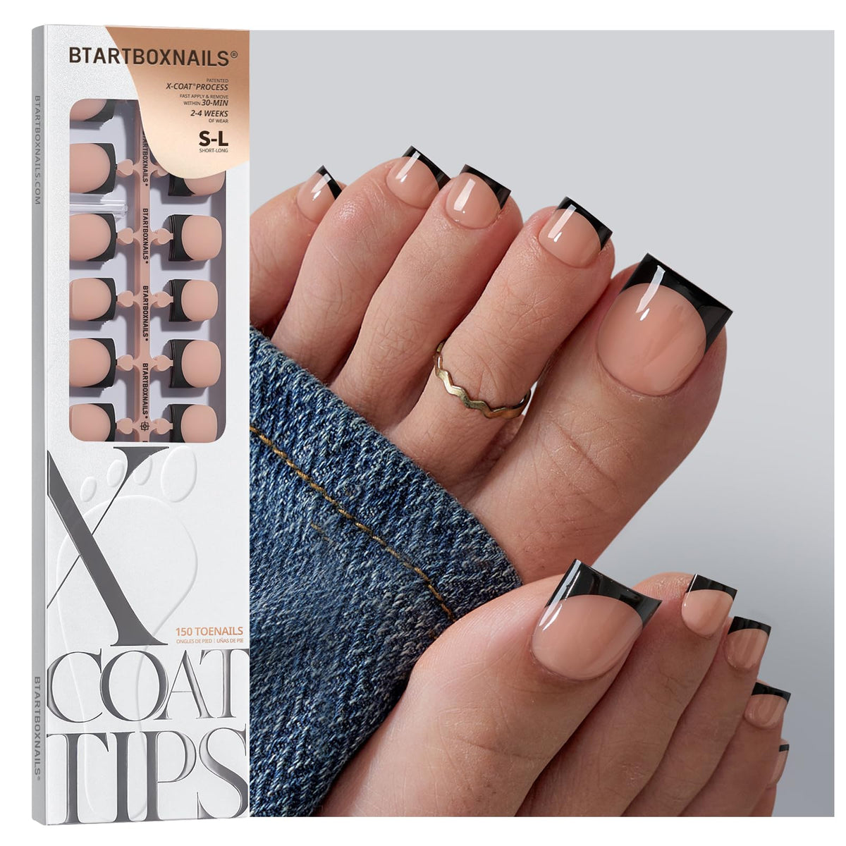 BTARTBOXNAILS Peach Sharp Square Press On Toe Nails front view