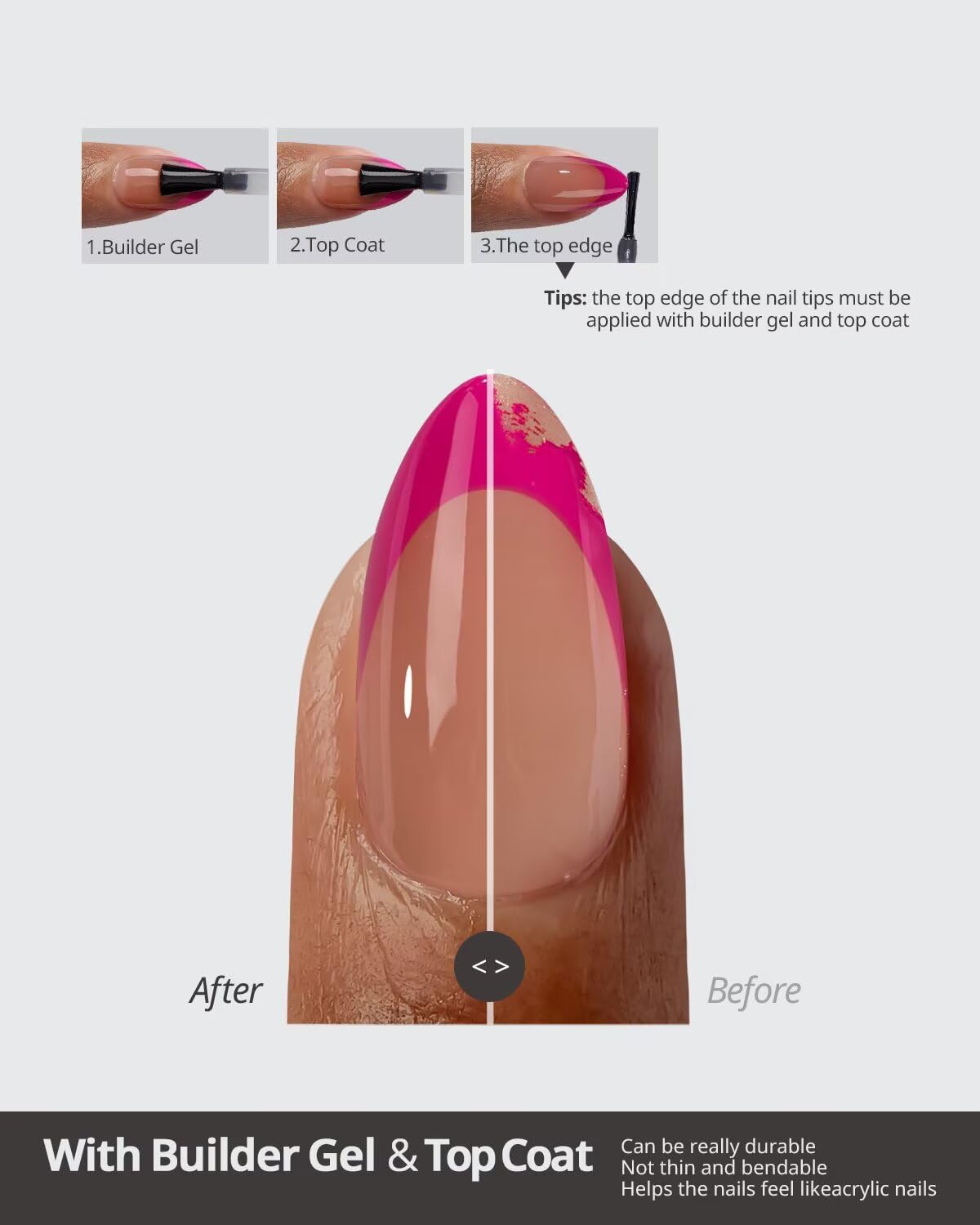 BTARTBOXNAILS Pink French Tip Press On Nails application process