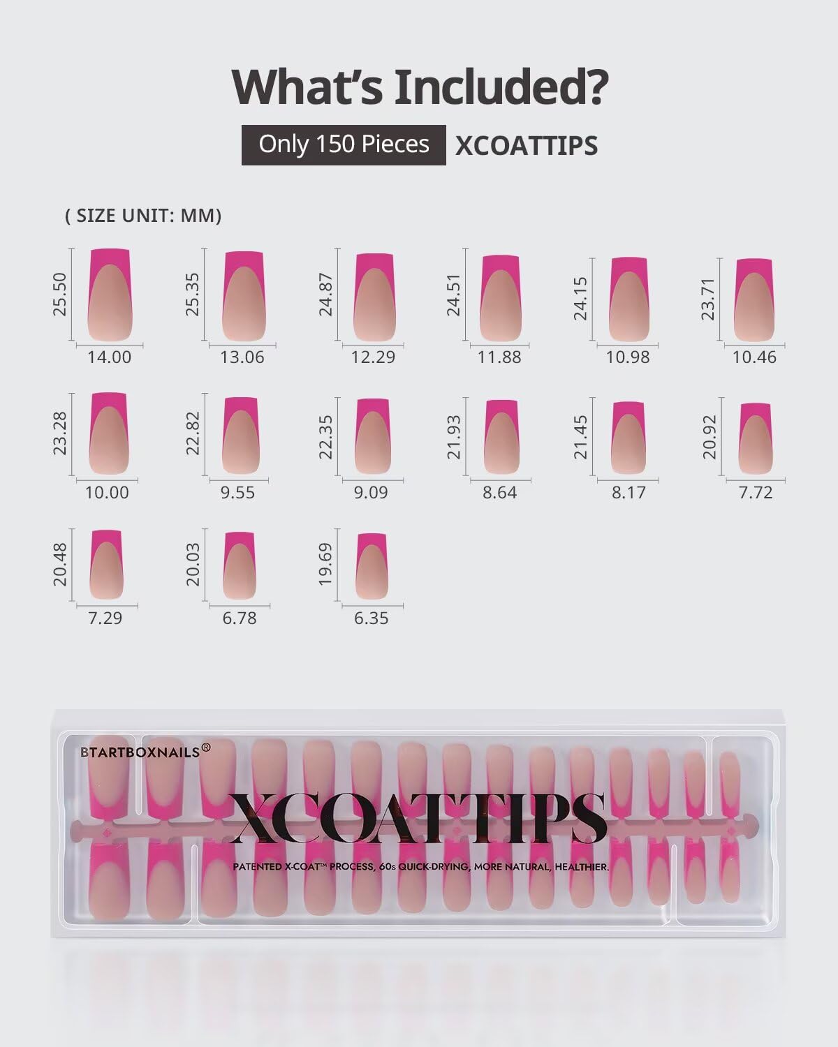 BTARTBOXNAILS Pink French Tip Press On Nails close-up