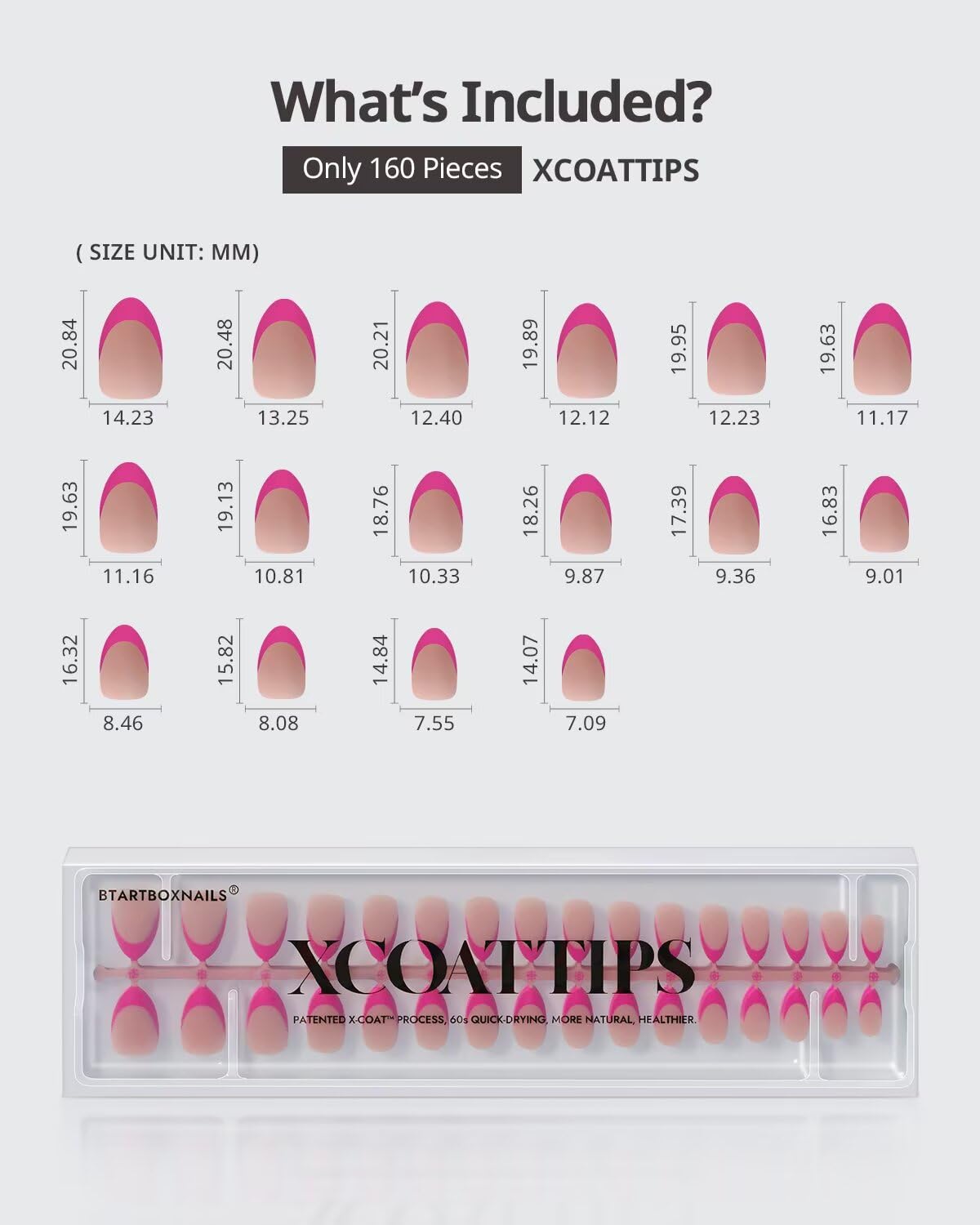 BTARTBOXNAILS Pink French Tip Press On Nails displayed with accessories