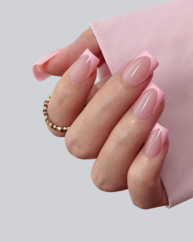 BTARTBOXNAILS Pink French Tip Press On Nails packaging