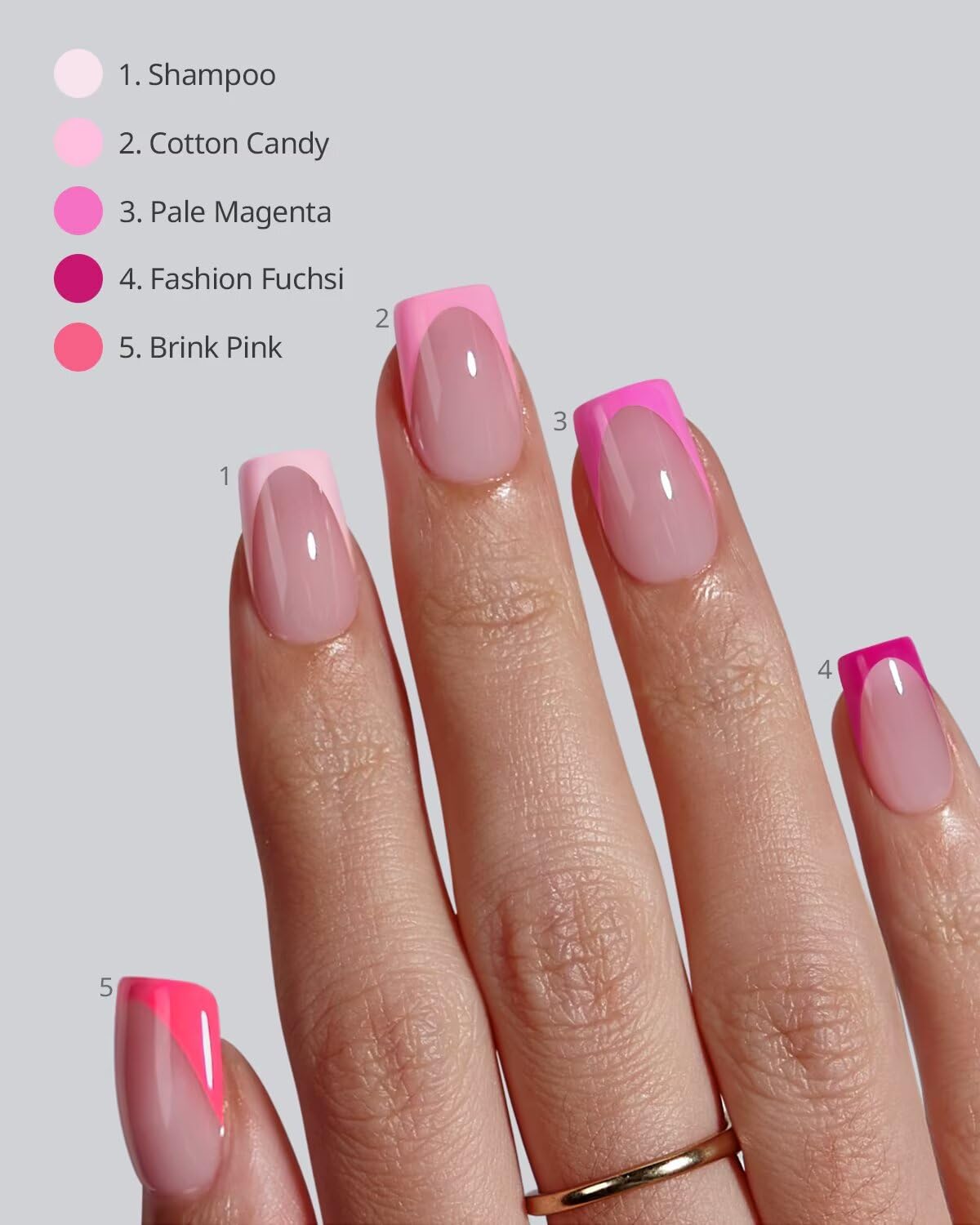BTARTBOXNAILS Pink French Tip Press On Nails side view