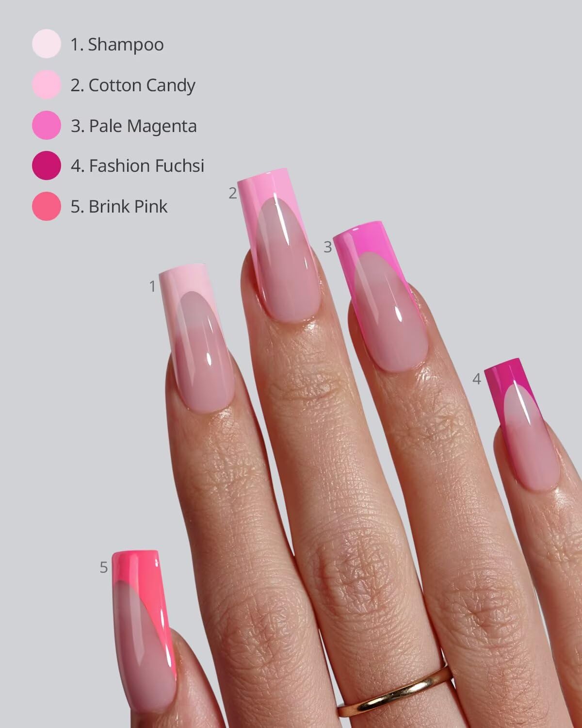 BTARTBOXNAILS Pink French Tip Press On Nails side view