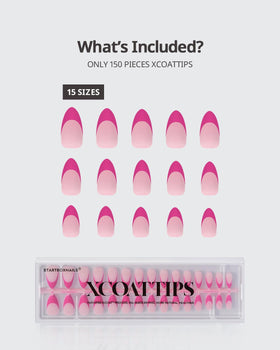 BTARTBOXNAILS Pink French Tip Press On Nails with size options