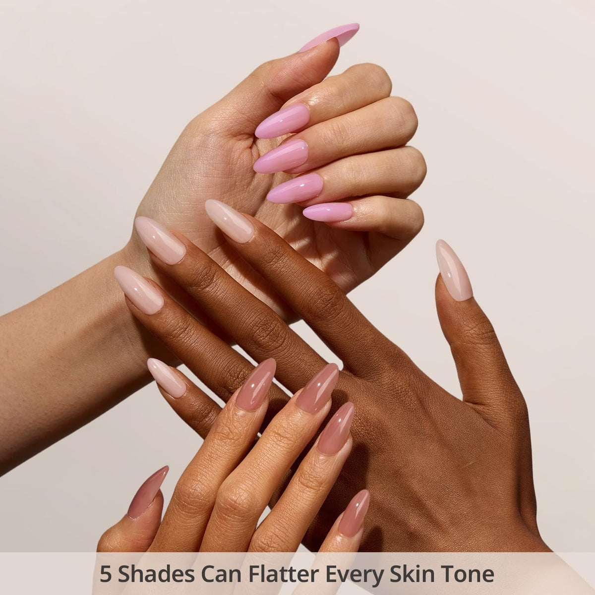BTARTBOXNAILS Press On Nails 5-Shade Nude side view