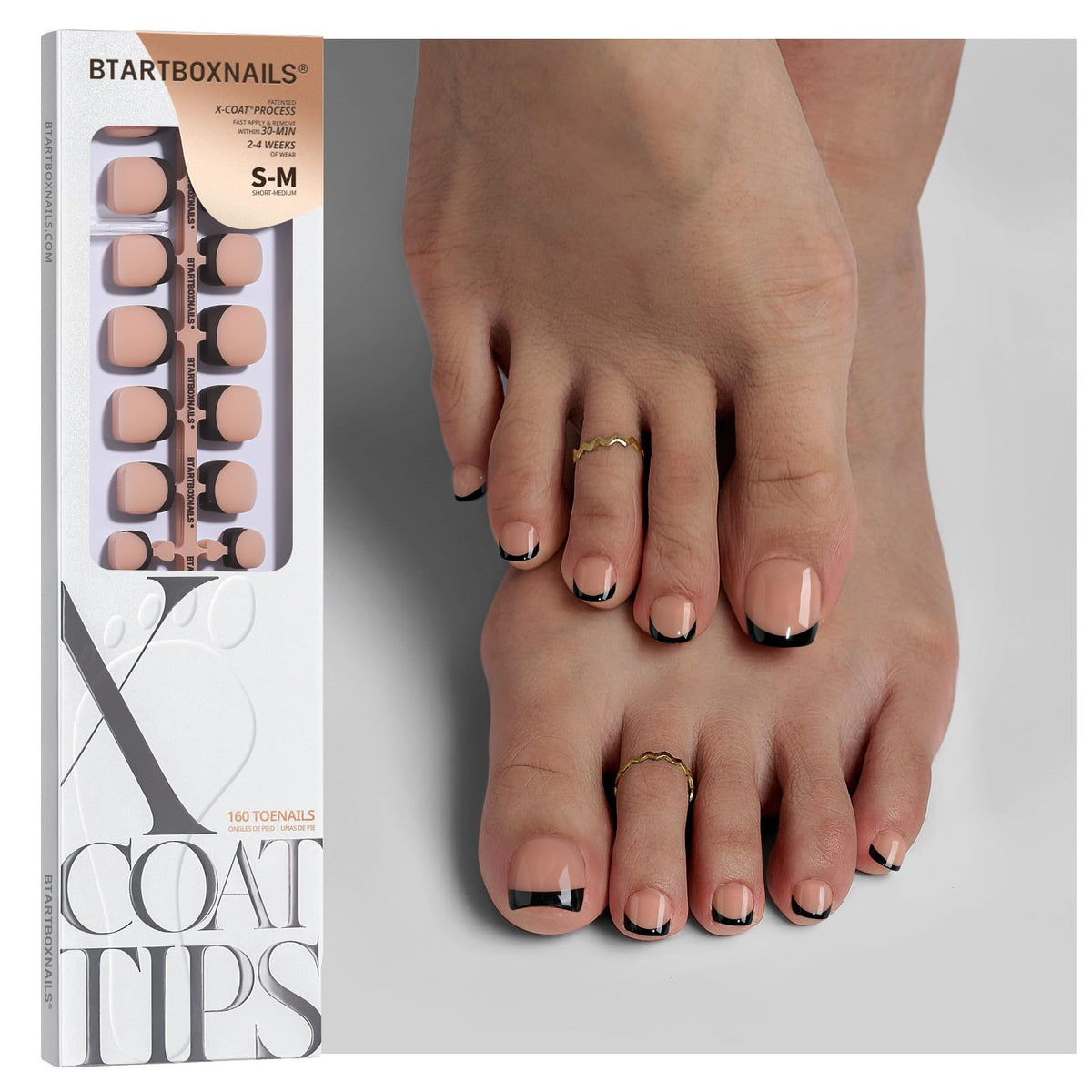 BTARTBOXNAILS Press On Toe Nails in peach base front view