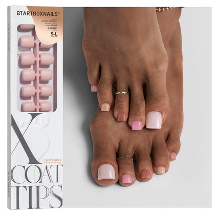 BTARTBOXNAILS Press On Toenails 5-Shade S-L Square front view