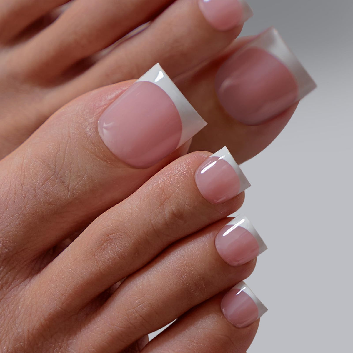 BTARTBOXNAILS Press On Toenails in pink sharp square design