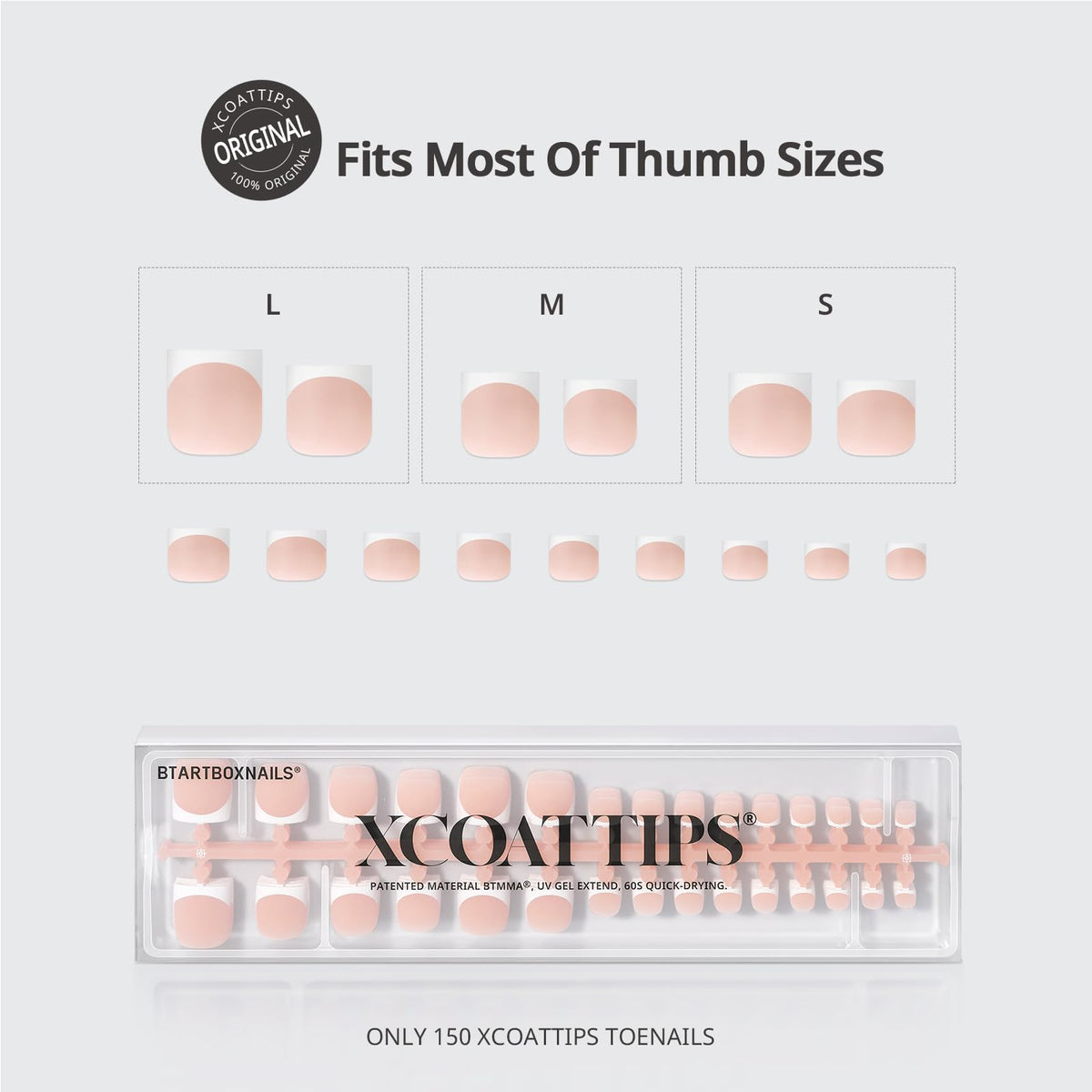 BTARTBOXNAILS Press On Toenails Sharp Square Nude close-up