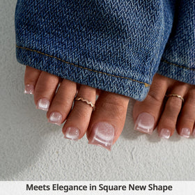 BTARTBOXNAILS Press On Toenails Sharp Square White close-up