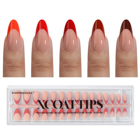 BTARTBOXNAILS Red French Tip Press On Nails front view