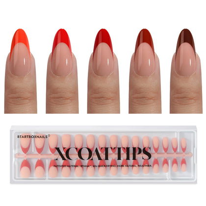 BTARTBOXNAILS Red French Tip Press On Nails front view