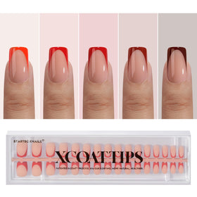 BTARTBOXNAILS Red French Tip Press On Nails front view
