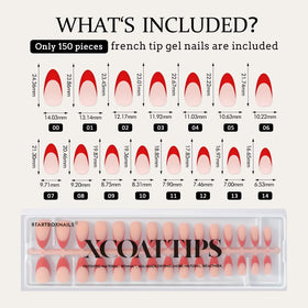 BTARTBOXNAILS Red French Tip Press On Nails in various sizes
