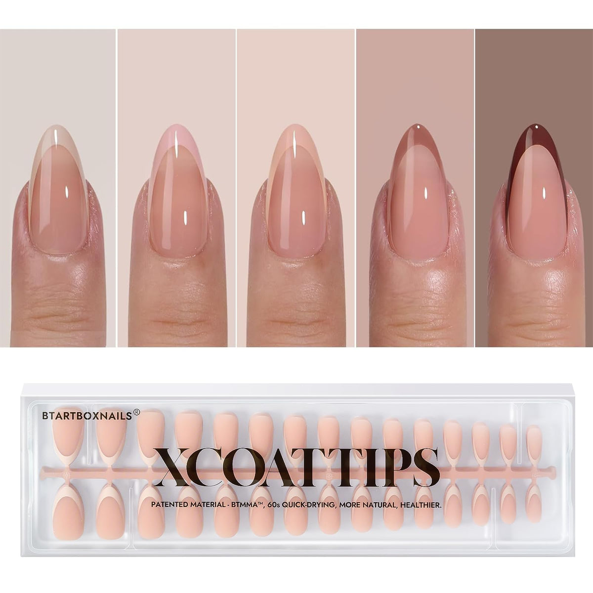 BTARTBOXNAILS Skin Tone French Tip Press On Nails front view