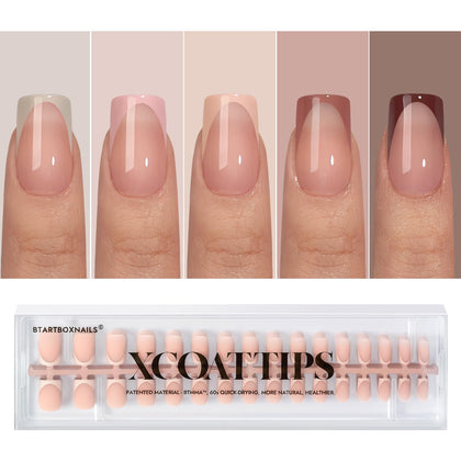 BTARTBOXNAILS Skin Tone French Tip Press On Nails Peach front view