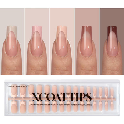BTARTBOXNAILS Skin Tone French Tip Press On Nails Peach front view