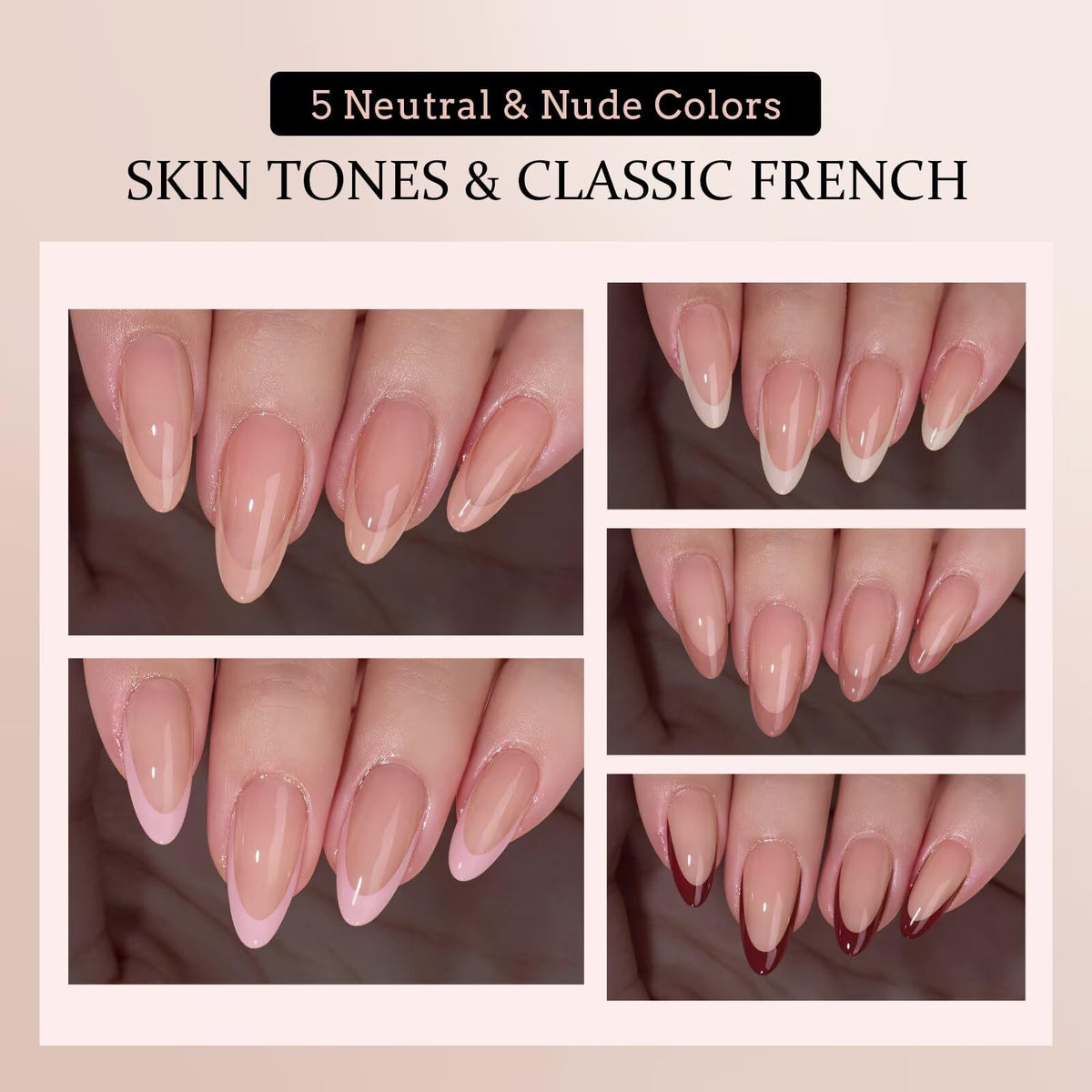 BTARTBOXNAILS SkinTone French Tip Press On Nails kit contents with nail lamp