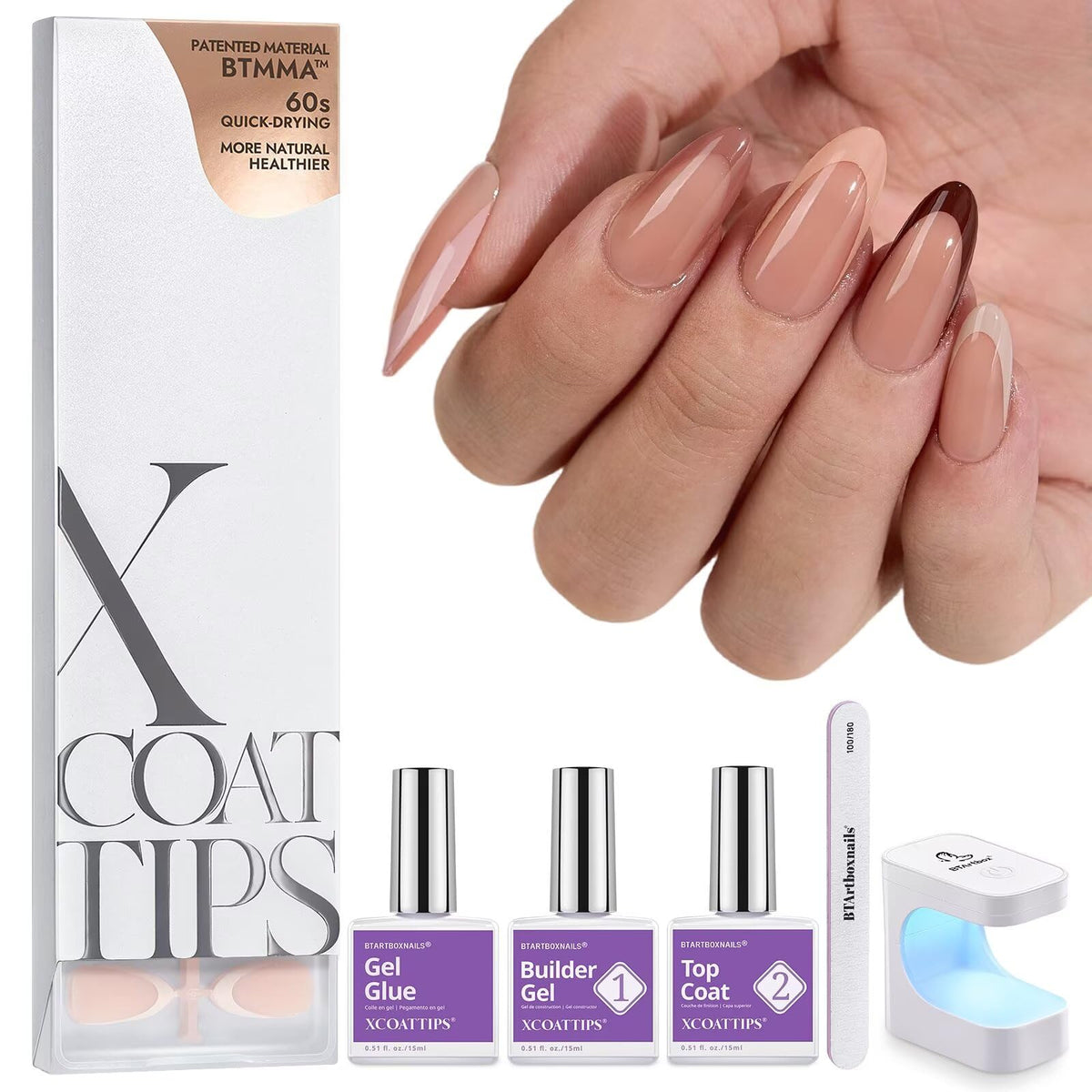 BTARTBOXNAILS SkinTone French Tip Press On Nails Kit packaging