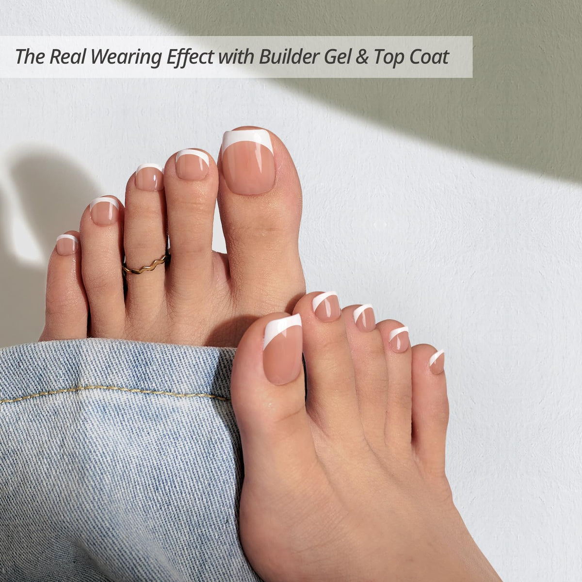 BTARTBOXNAILS Squoval Press On Toe Nails applied on feet