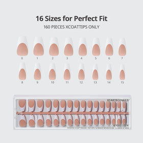 BTARTBOXNAILS White French Tip Press On Nails displayed with accessories