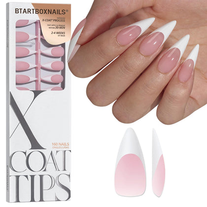 BTARTBOXNAILS White French Tip Press On Nails front view