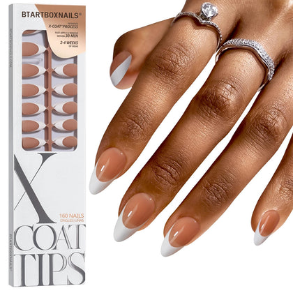 BTARTBOXNAILS White French Tip Press On Nails front view