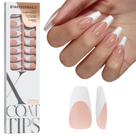 BTARTBOXNAILS White French Tip Press On Nails front view