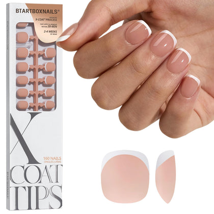 BTARTBOXNAILS White French Tip Press On Nails front view