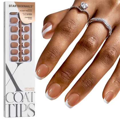 BTARTBOXNAILS White French Tip Press On Nails front view