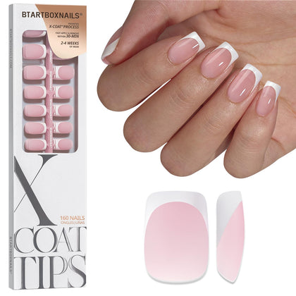 BTARTBOXNAILS White French Tip Press On Nails front view