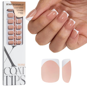 BTARTBOXNAILS White French Tip Press On Nails front view