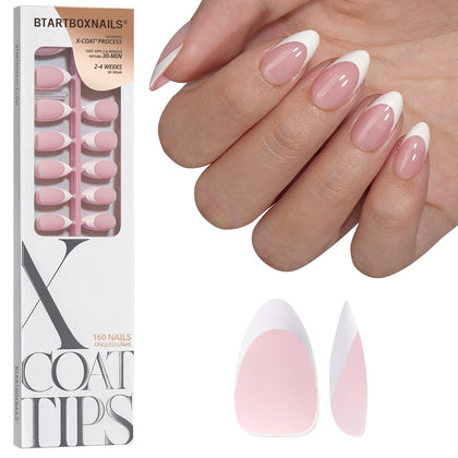 BTARTBOXNAILS White French Tip Press On Nails front view