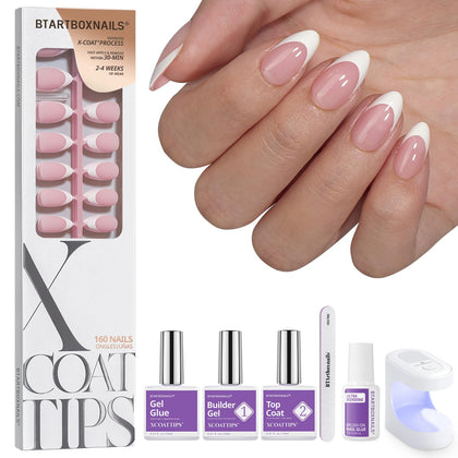 BTARTBOXNAILS White French Tip Press On Nails front view