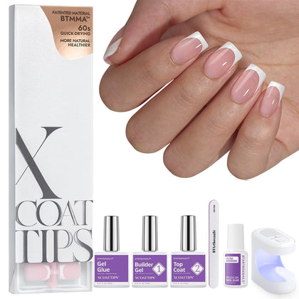 BTARTBOXNAILS White French Tip Press On Nails Kit front view