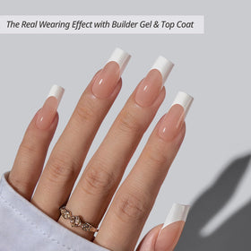 BTARTBOXNAILS White French Tip Press On Nails side view