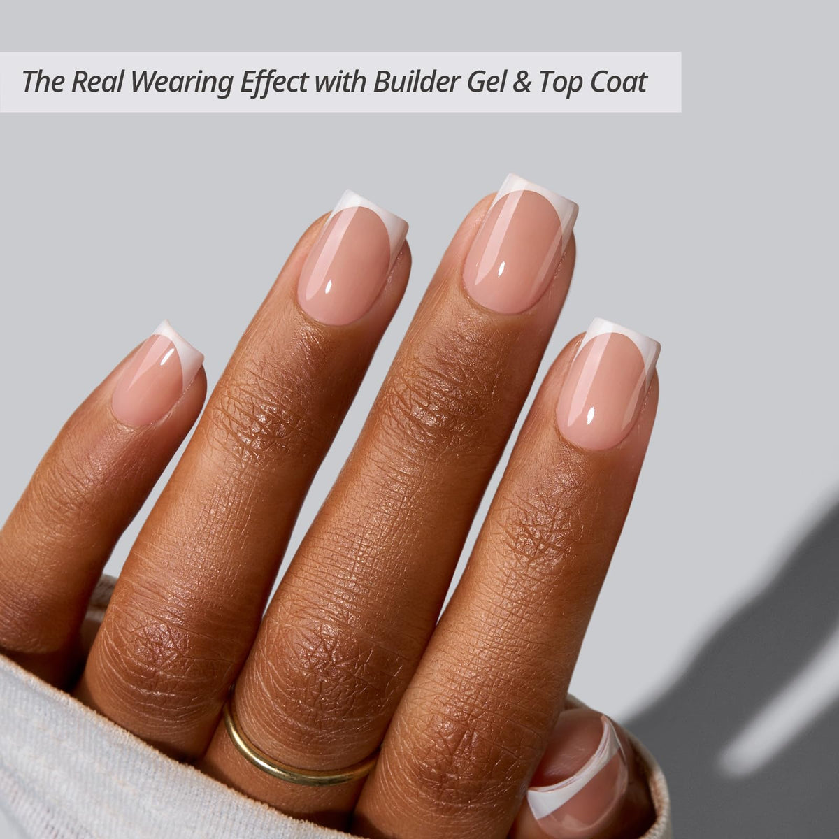 BTARTBOXNAILS White French Tip Press On Nails side view