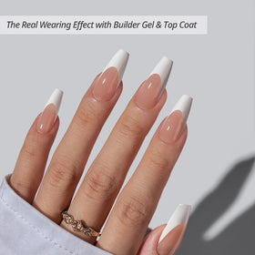 BTARTBOXNAILS White French Tip Press On Nails side view