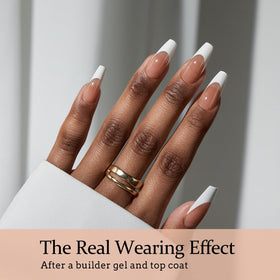 BTARTBOXNAILS White French Tip Press On Nails side view