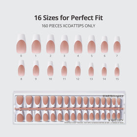 BTARTBOXNAILS White French Tip Press On Nails size options