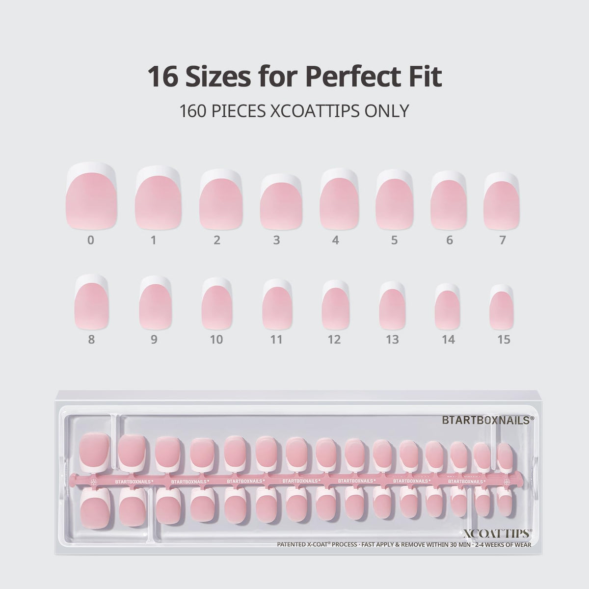 BTARTBOXNAILS White French Tip Press On Nails with accessories