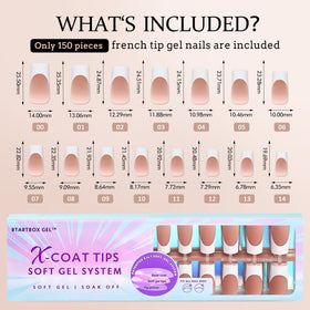 BTARTBOXNAILS White French Tip Press On Nails with accessories