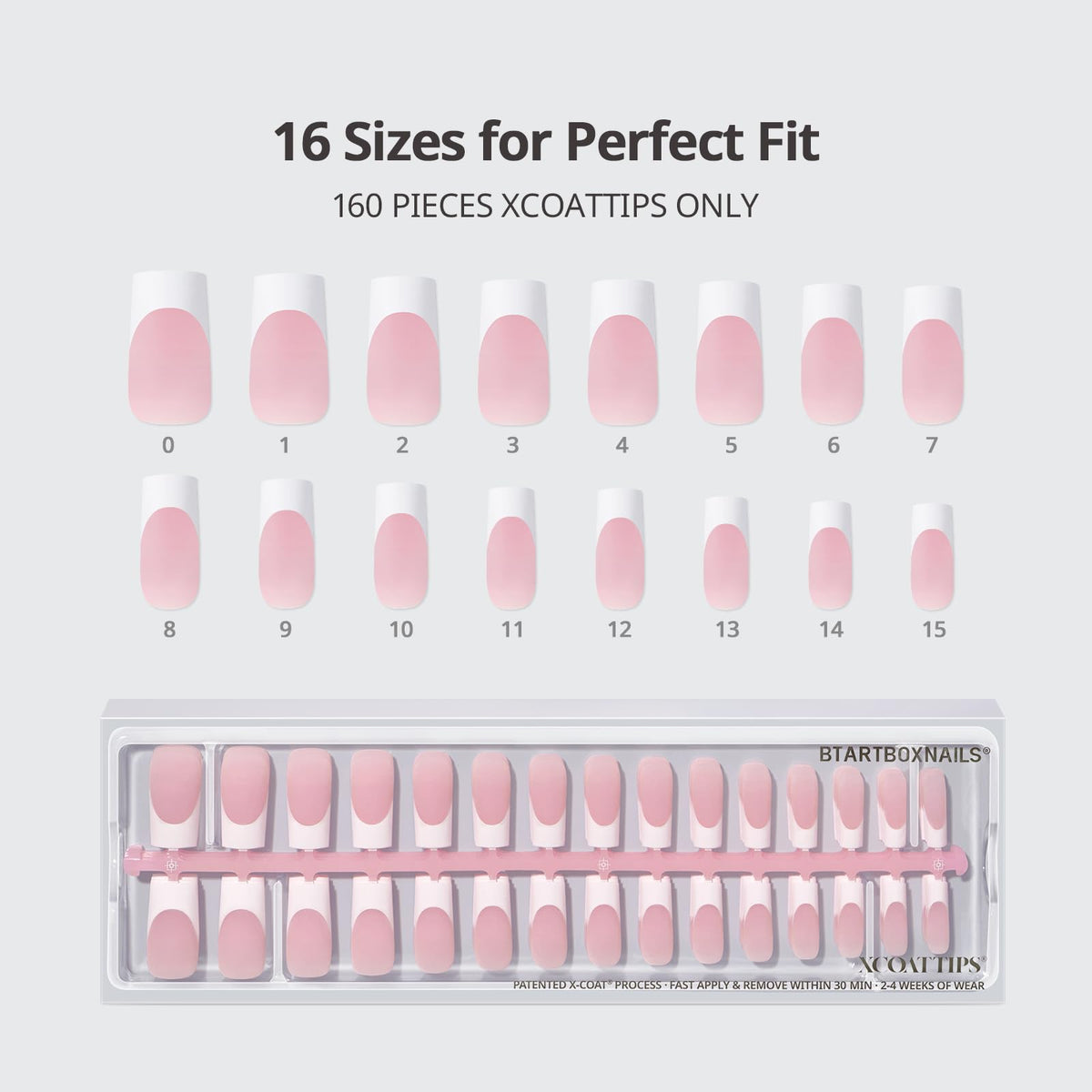 BTARTBOXNAILS White French Tip Press On Nails with application tools